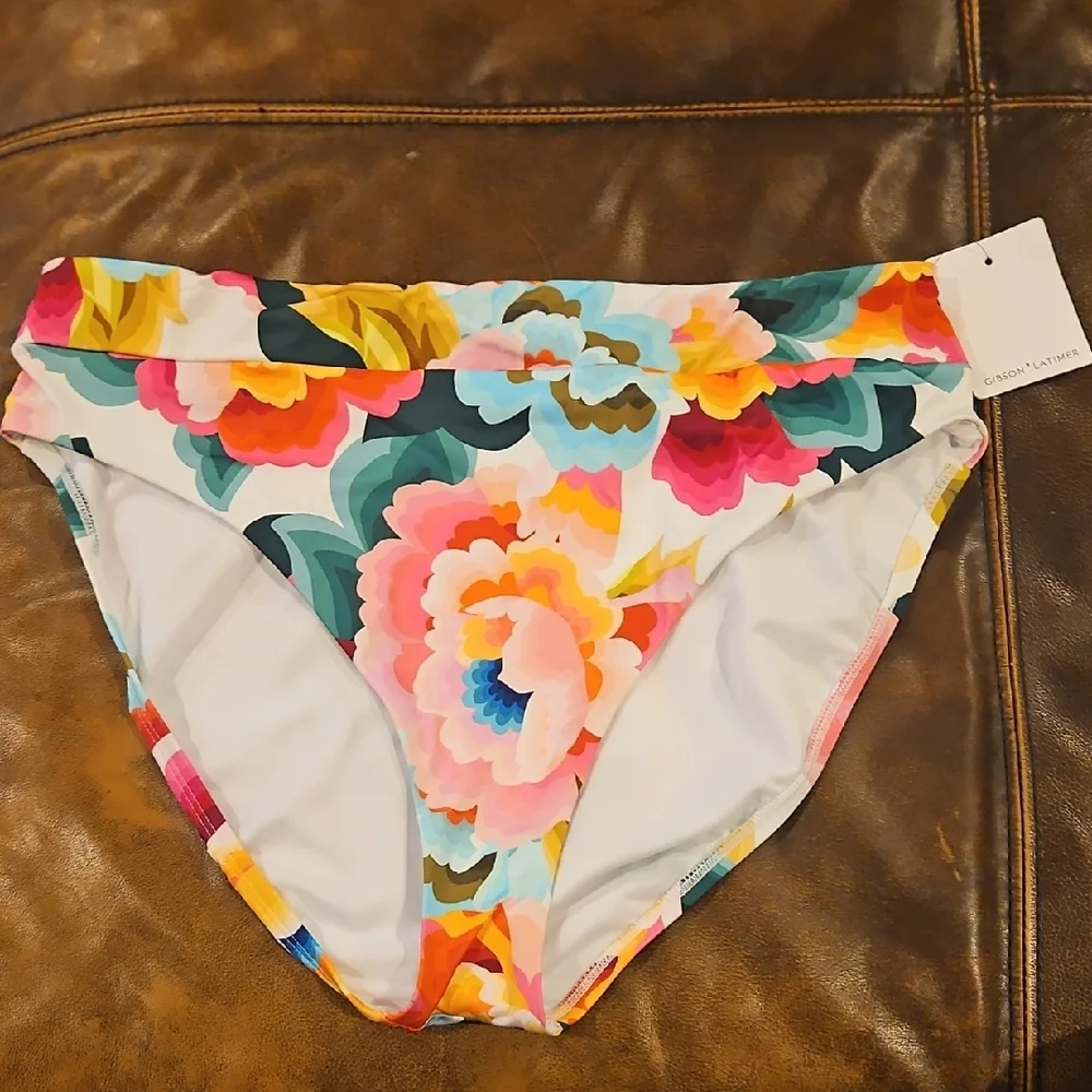 Gibson Latimer High Waist Swim Bottom: Multi Color‎ Floral: XL